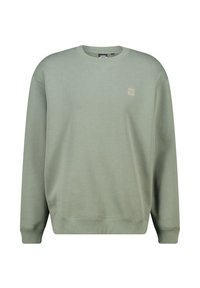 Lichtgroene sweatshirt van een zachte katoenmix, met lange mouwen, een ronde hals, ribgebreide cuffs en een klein textuurlogo op de borst.