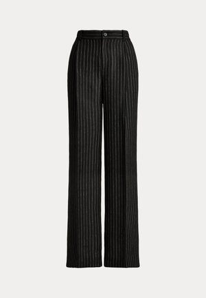 Lauren Ralph Lauren, CHALK STRIPE LINEN CANVAS WIDE LEG PANT - Bukser - black/tan
