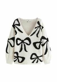 Next CHRISTMAS  TALL  - Stickad tröja - white and black tinsel bow