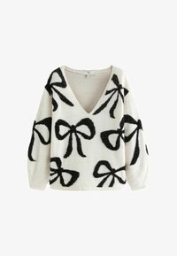 Seleccionado, white and black tinsel bow