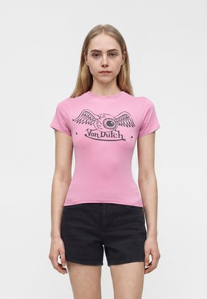 Von Dutch, SOLID WITH ROUND NECK AND FRONT PRINT - T-shirt imprimé - pink