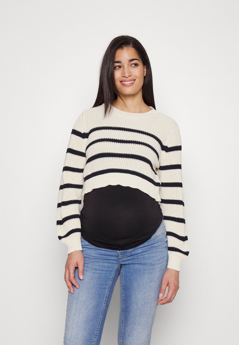 MAMALICIOUS T-Shirt Manches Longues De Grossesse /Blanc Femme Mamalicious Ilja June Pas Cher