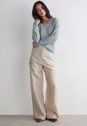 Falconeri, V-NECK - Striktrøje - light blue