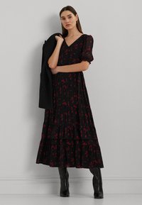 Lauren Ralph Lauren Petite FLORAL BELTED CRINKLE GEORGETTE DRESS - Dienas kleita - black/red