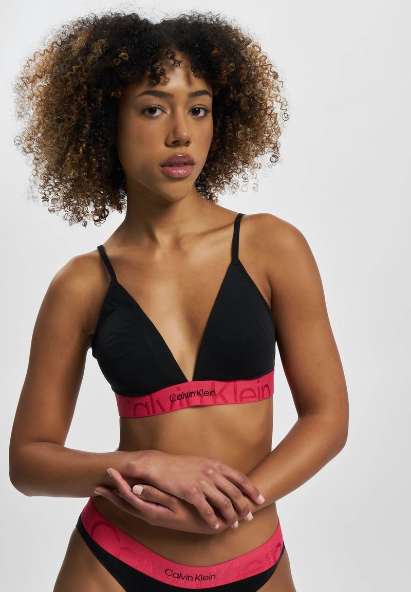 Calvin Klein Underwear LGHT LINED TRIANGLE EMBOSSED ICON COTTON - Sujetador sin aros - black pink splendor