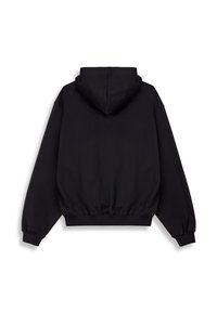 Sudadera negra con bolsillo canguro, corte oversized y puños de canalé. Cuenta con una gran capucha y una suave tela de mezcla de algodón.