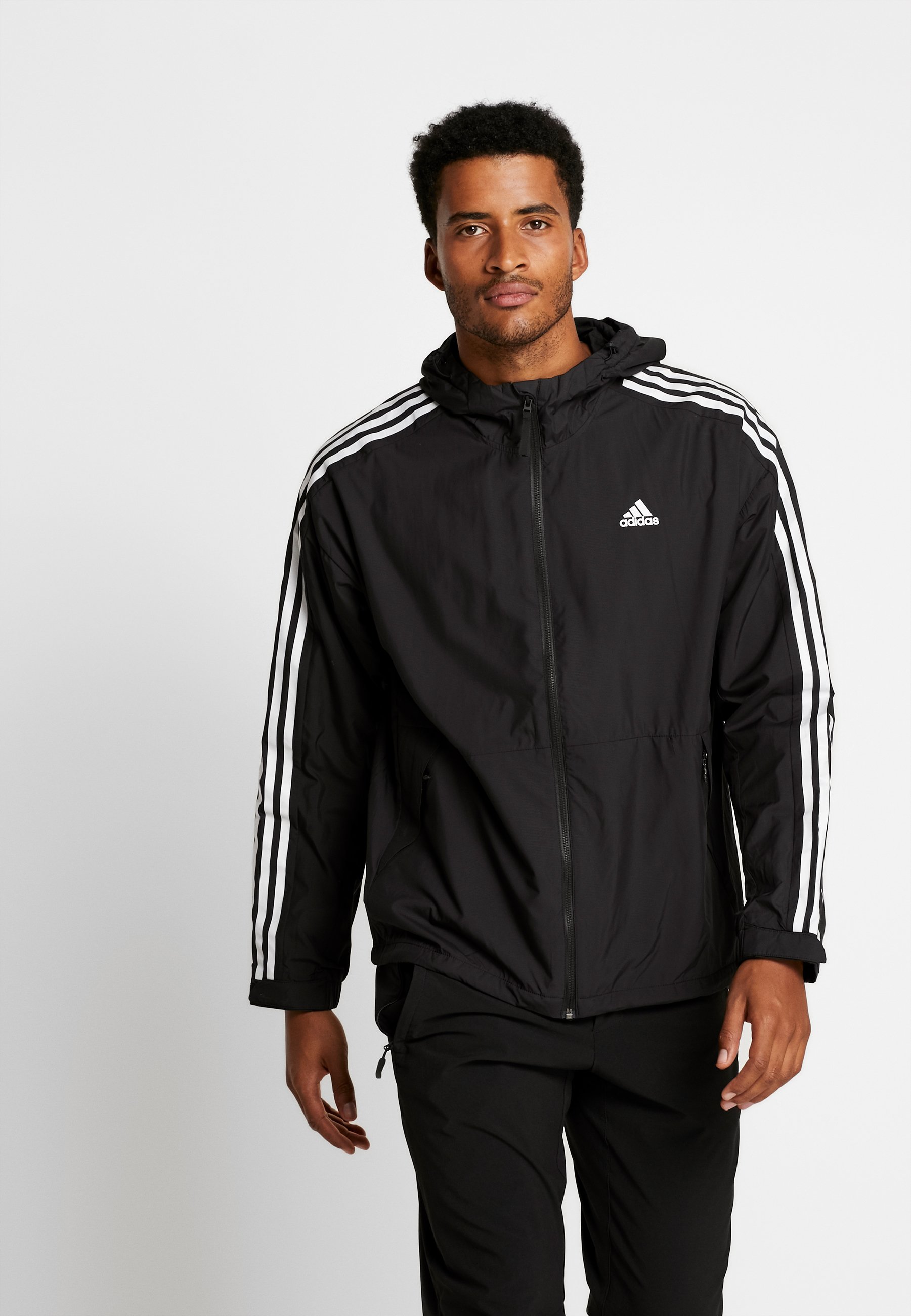 black and white adidas windbreaker