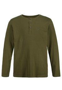 JP1880 HENLEY, KNOPENLIJST, T/M - Langarmshirt - donkerkaki