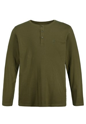 JP1880 HENLEY, KNOPENLIJST, T/M - Maglietta a manica lunga - donkerkaki