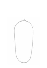 Silverkedja med ett vävt mönster, med ett säkert lås och en slät yta. Enkel och elegant med en strömlinjeformad silhuett.