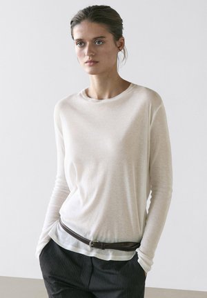 SEMI-SHEER WITH COLLAR DETAIL - Longsleeve - white