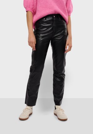 ALOMA - Leren broek - black