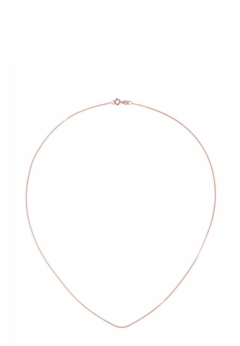 Rožinio aukso vėrinys su plona, plona grandinėle ir omaro užsegimu. Ypatingas sklandžios tekstūros ir paprasto, elegantiško dizaino.