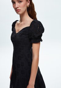 adL HEART COLLAR BALLOON SLEEVE VOILE MINI  - Vestido informal - black