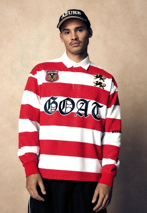 Bershka, STRIPED LONG SLEEVE- POLO - Polo - red