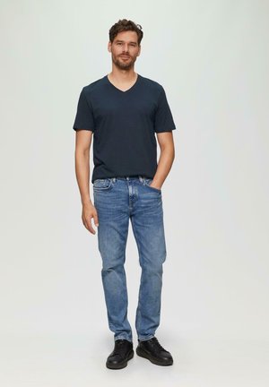 MET V-HALS EN SLUBSTRUCTUUR - T-Shirt basic - navy