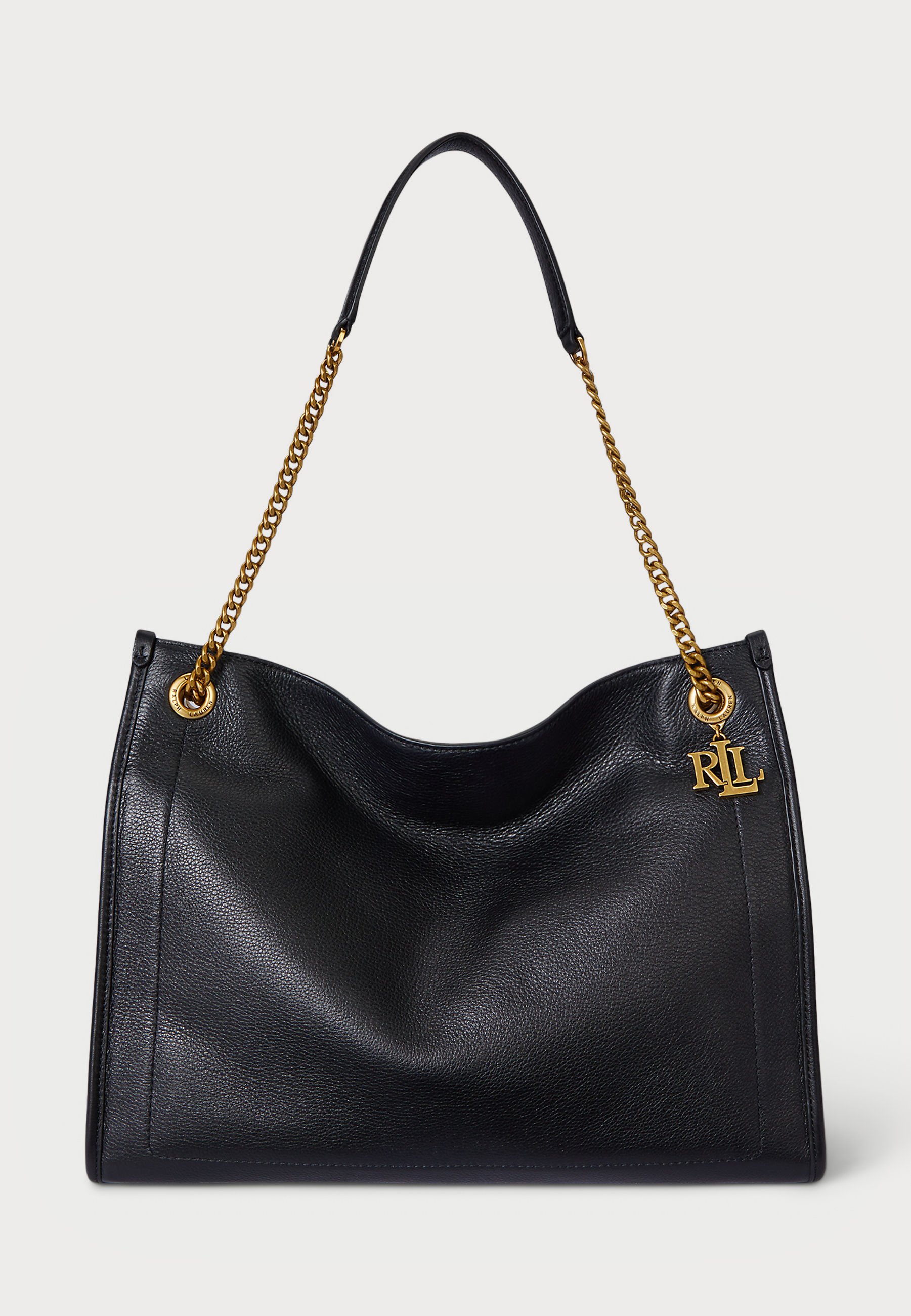 バッグ Lauren Ralph Lauren Black Leather Tote Lauren Ralph Lauren PEBBLED LEATHER LARGE EMERIE TOTE BAG