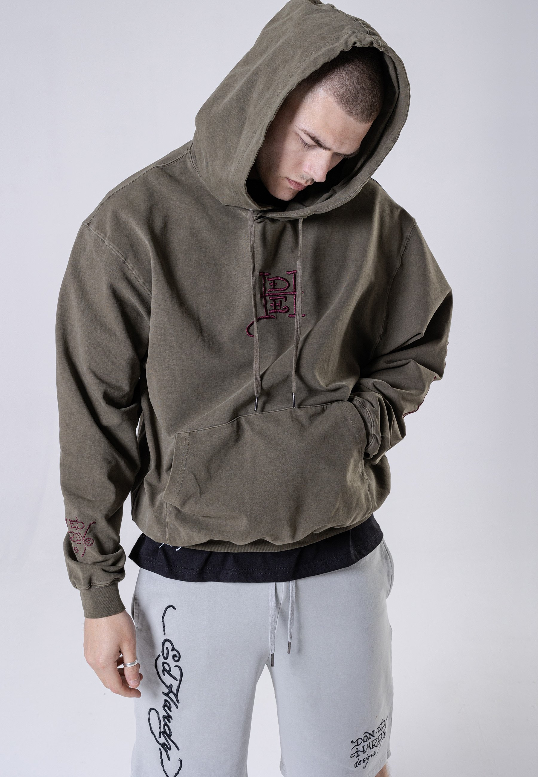 Ed Hardy NU-DRAG BACK - Hoodie - washed dusty olive/olive - Zalando.de
