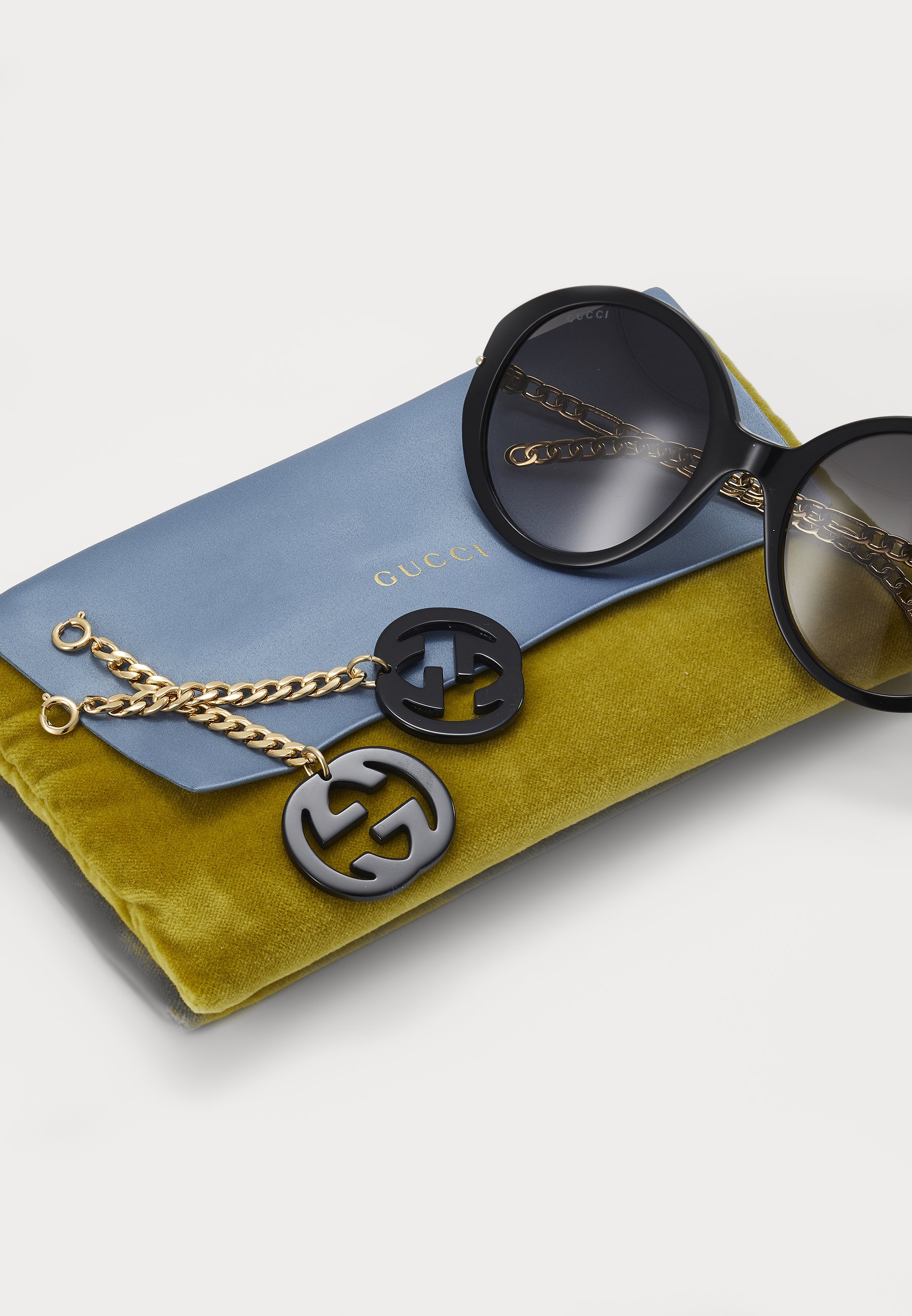 Gucci Occhiali da sole - black/gold-coloured/grey/grigio - Zalando.it