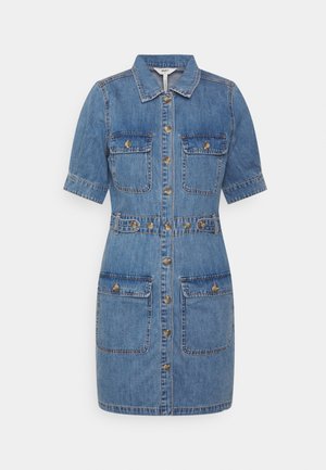 OBJPOPPY MINI DRESS - Vestido de ganga - light blue denim