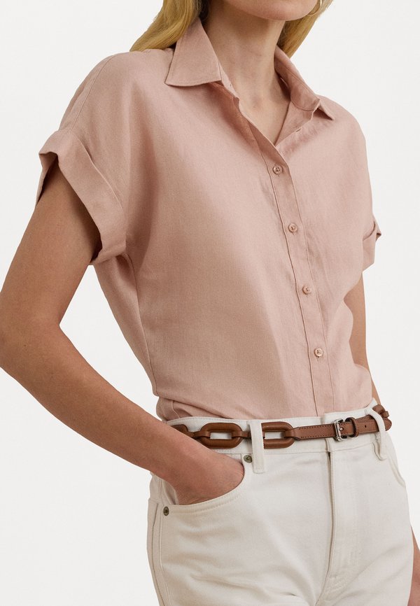 RELAXED FIT LINEN SHORT SLEEVE SHIRT - Button-down blouse - sunrise blush4