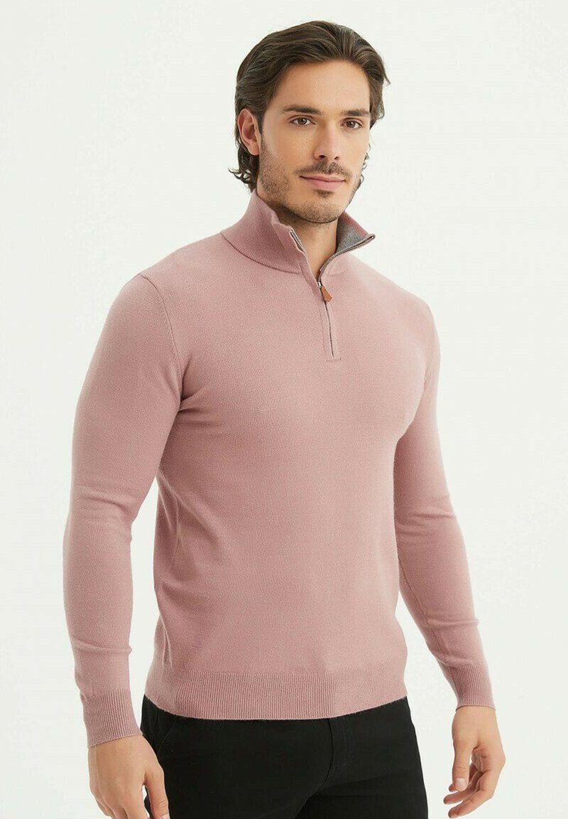 Yves Enzo - COL CAMIONNEUR - Pullover - vieux rose, Agrandir