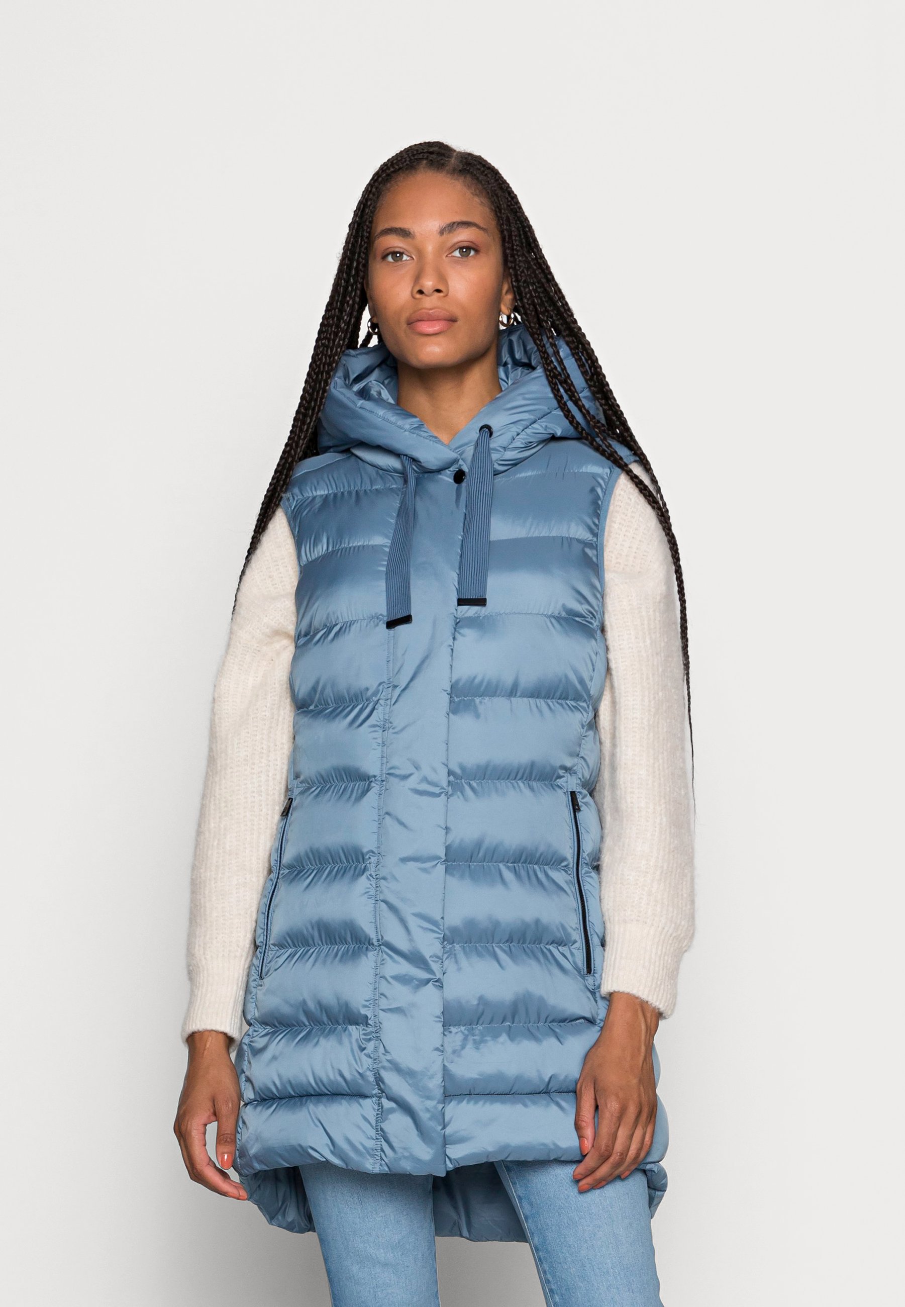 Lange Steppweste Damen Daunenweste Lang Blau Daunenweste Lang