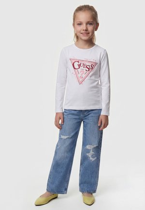 Guess, T-SHIRT MIT DREIECK-LOGO - Maglietta a manica lunga - weiß