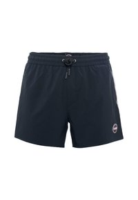 Costumi da bagno neri con vita elastica e cordoncino. Presentano un piccolo logo sul lato destro e un tessuto morbido e leggero.