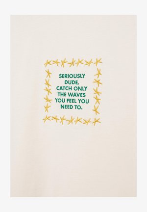 PULL&BEAR, EMBROIDERED STAR - T-SHIRT - T-shirt imprimé - beige