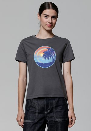 watapparel SUNSET RAINBOW - T-shirt imprimé - anthracite