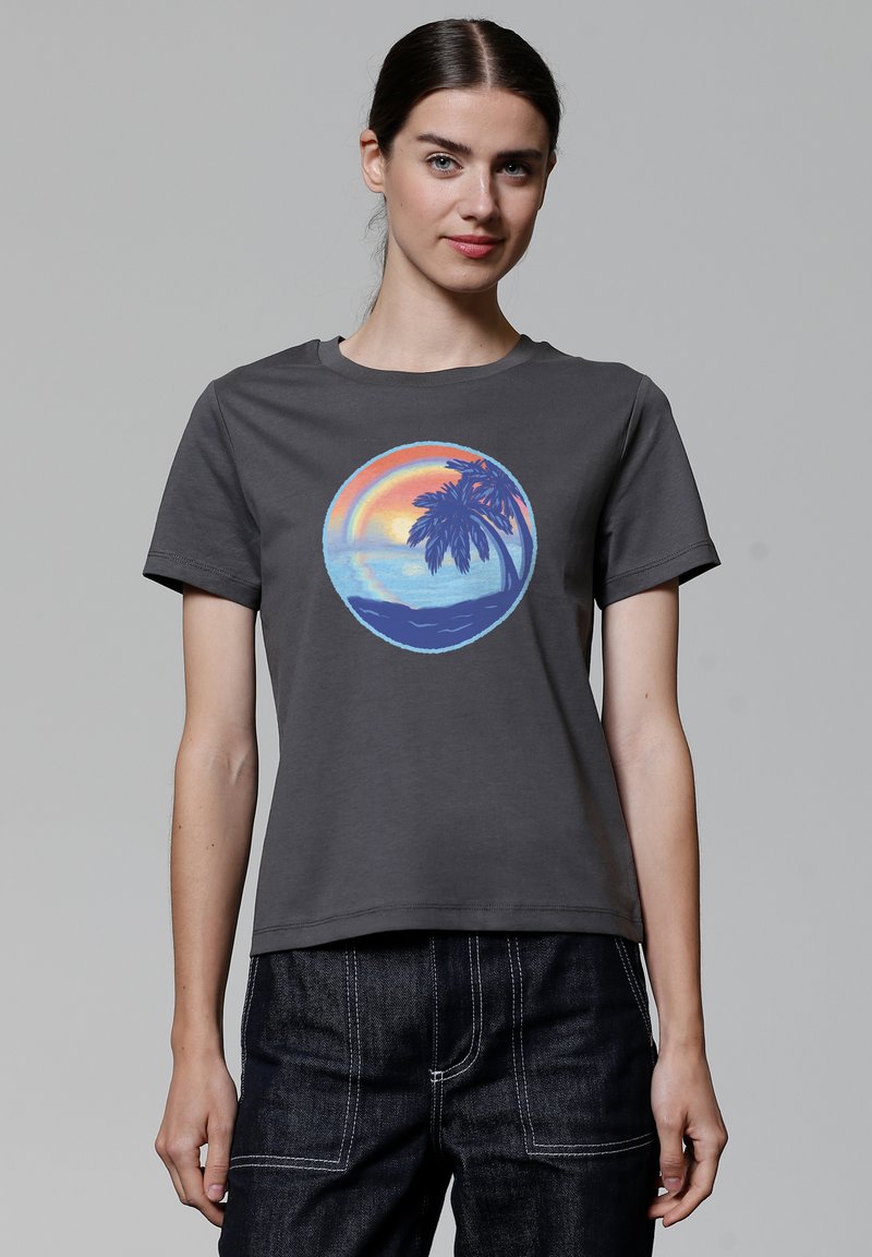 watapparel SUNSET RAINBOW - T-shirt print - anthracite