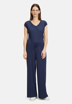 STRETCH MIT PLISSEE - Pantalon classique - navy blue