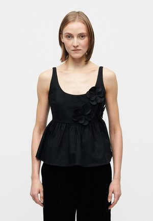FLORAL SHIRTING PEPLUM - Débardeur - jet black