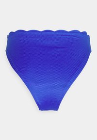 Parte de baixo de biquíni de cintura alta em tecido texturizado azul royal, com um cós em formato ondulado e acabamento suave.