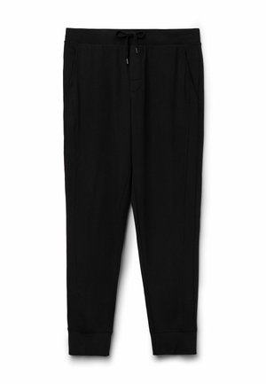 Sorte sweatpants lavet af blødt stof, med snor i taljen, to sidelommer, taperet ben-design og elastiske cuffs.