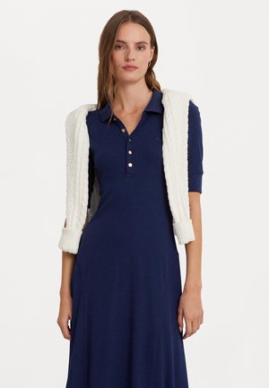 COTTON BLEND POLO DRESS - Strikkjoler - refined navy