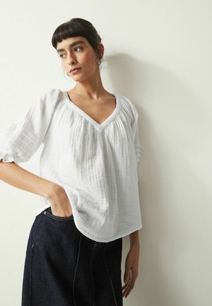 WASHED V-NECK - Bluză - white