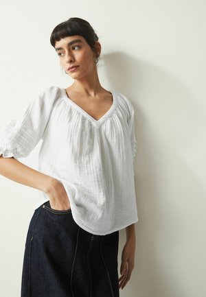 WASHED V-NECK - Bluse - white