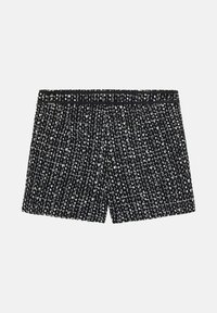 Zwart-witte gestructureerde geweven broekshorts met een hoge taille en subtiele horizontale stiksel details over de tailleband.