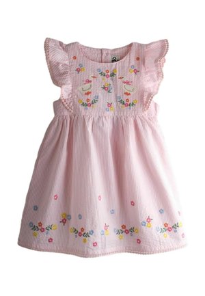 REGULAR FIT - FRILL SHOULDER EMBROIDERED  - Jurk - pink seersucker duck