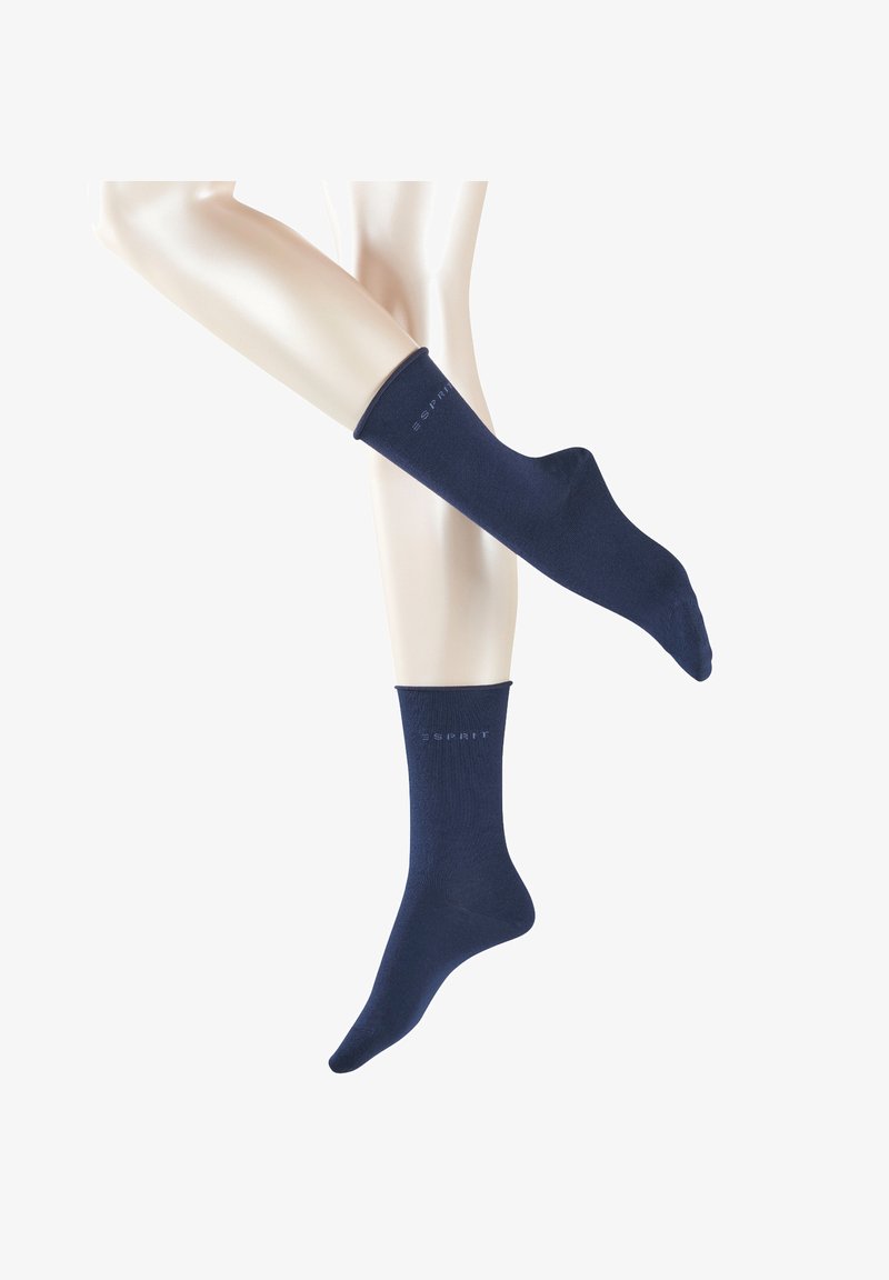 Esprit 2ER PACK FEINSTE UNG UNIFARBEN MIT ROLLRAND - Sokken - marine