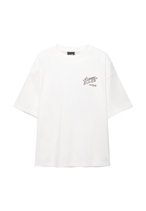PULL&BEAR SHORT SLEEVE - Potiskana majica - white