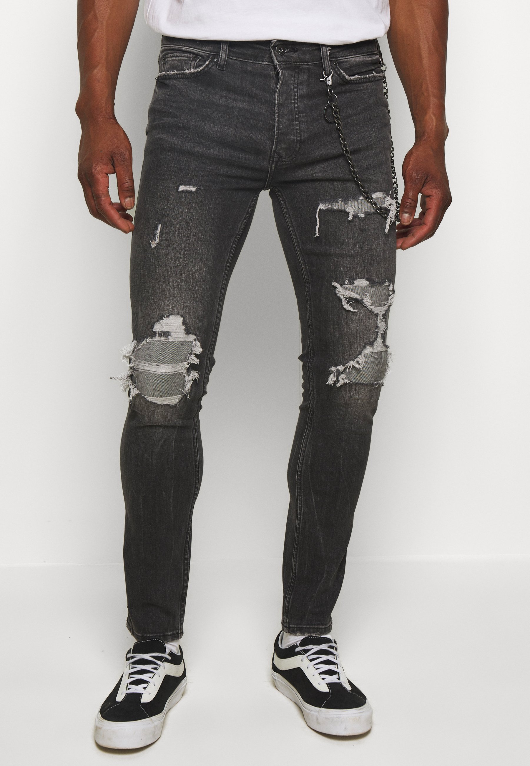 Topman HEAVY RIP - Jeans Skinny Fit - black/Zwart denim/blackdenim -  Zalando.be