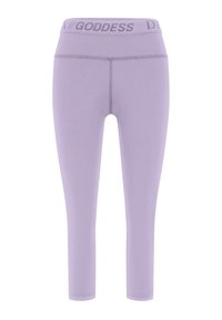 Leggings realizzati in morbido tessuto elastico di un delicato color lavanda. Presentano un cinturino con logo in vita e cuciture lisce per un aspetto elegante.
