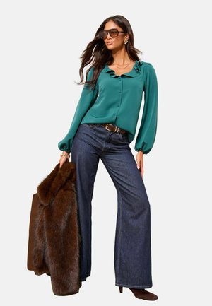 REGULAR FIT - LONG SLEEVE BUTTON FRONT RUFFLE - Overhemdblouse - teal blue