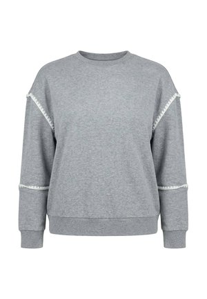 Ulla Popken, SWEATER, HÄKEL-DETAILS, CLASSIC, RUNDHALS, HALBARM - Sweatshirt - mottled grey