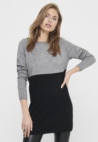 ONLY ONLLILLO DRESS - Abito in maglia - medium grey melange/black