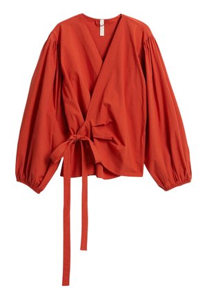 kay/day, WRAP BLOUSE WITH BALLOON SLEEVES - Pusero - red