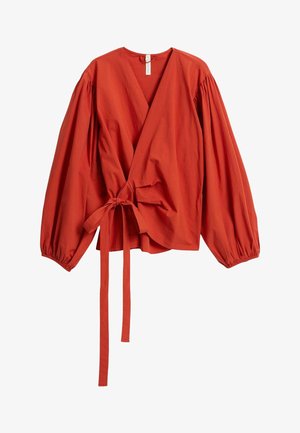 kay/day, WRAP BLOUSE WITH BALLOON SLEEVES - Bluse - red